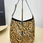 Saint Laurent Le 5 A 7 Supple Small In Pony Hair Leather Coffee